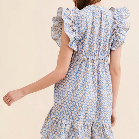 Anthropologie Ruffle-Sleeve Mini Dress Size L - Picture 4 of 4